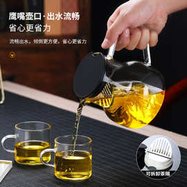 北欧风玻璃茶壶耐热水果壶凉茶壶简约轻奢风家用玻璃花草养生茶壶