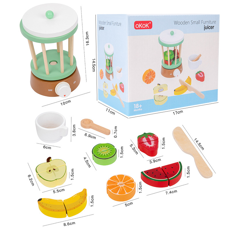 Simulación de pan para niños pequeños mezclador casero juguete modelo de máquina de café molde de jugo de bebé de madera image 9