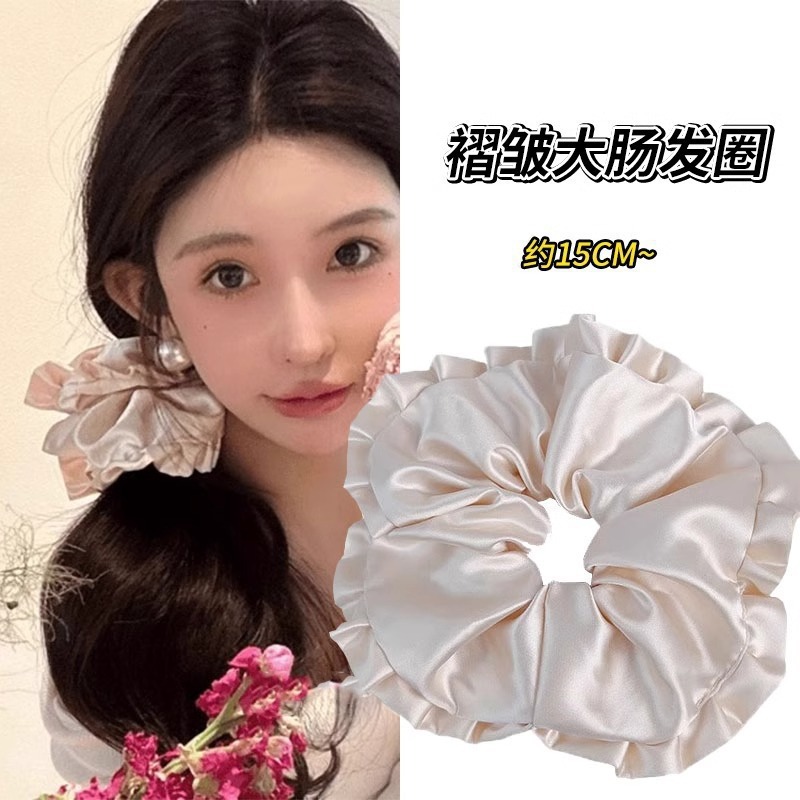 法式温柔大肠发圈女高级感扎发头绳小众百搭发绳慵懒风低马尾发饰|undefined
