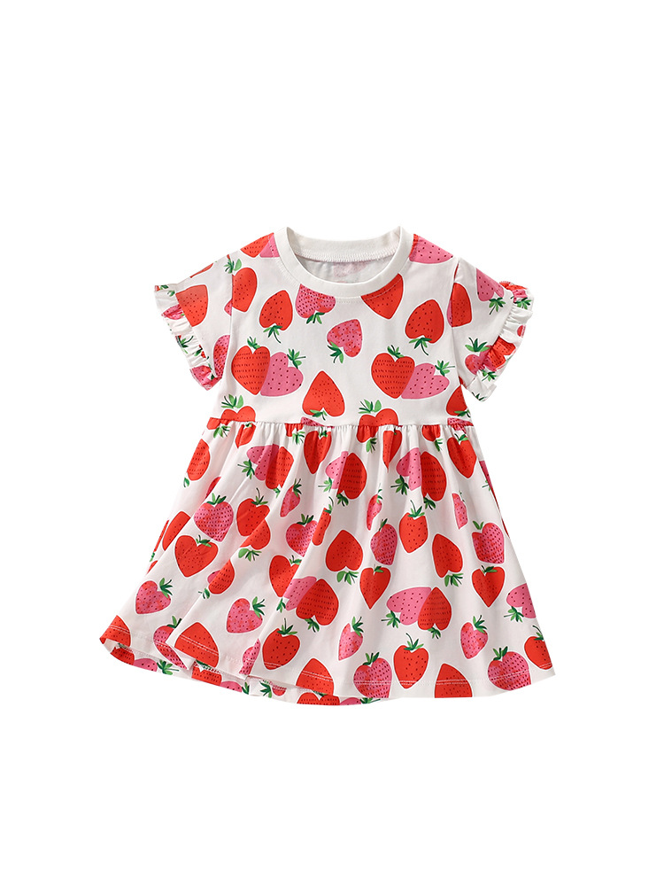 Vestido de niña malwee verano nuevo estilo europeo y americano niños pequeños y medianos cuello redondo manga corta princesa vestido de niños estilo occidental