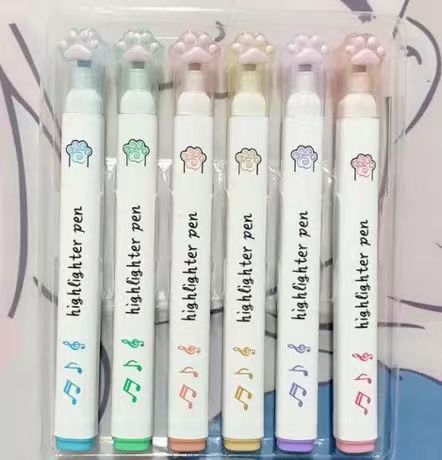 Resaltador creativo, protección ocular, diseño de garra de gato, marca estudiantil