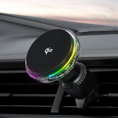 QI2新款跨境磁性车载支架可360旋转15W适用苹果16风冷制冷无线充