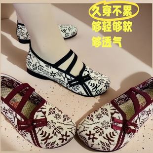 [Lightweight, Soft and Durable] Spring and Summer Breathable Cloth Shoes, Mesh Shoes for Middle-Aged and Elderly Women, New Soft Soles, Non-Slip Pedals, Comfortable for Lazy People