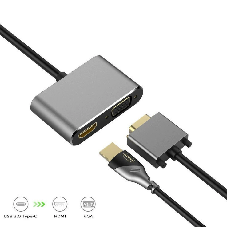 Type-C к HDMI VGA расширенная док-станция удлинение подключение мобильного телефона ТВ конвертер подходит для Apple Macbook расширение