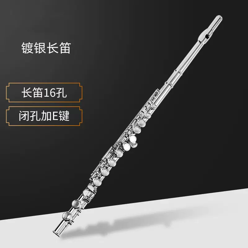 16闭孔 开孔 镀银C调长笛白铜带E键分割笛子初学专业级演奏