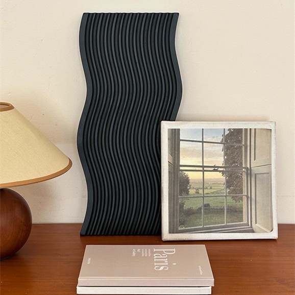 Agua corrugada negro bandeja de madera sólida pan doméstico madera de haya aroma bandeja de almacenamiento bandeja de café de la tarde