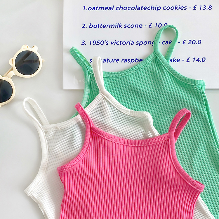 2023 New Girl Summer Trendy Striped Tank Top Children's Thin Top Tank Top 0164