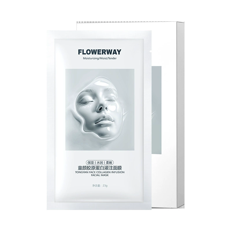 FLOWERWAY Коллагеновая маска для лица с увлажняющим и выравнивающим эффектом, освежает цвет лица, уменьшает поры