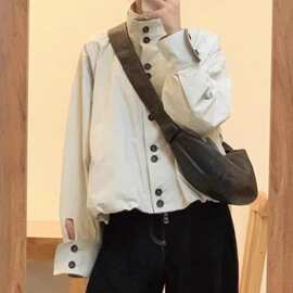 立领花苞型短款风衣外套女早秋通勤工装夹克休闲宽松上衣