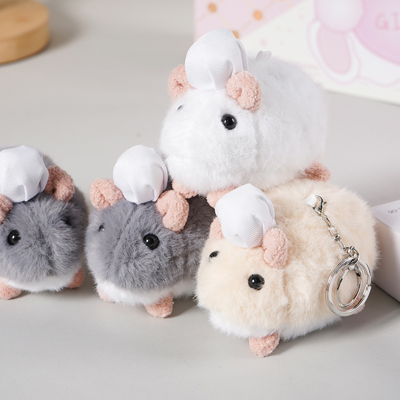 Adorable Pet Cute Flowery Rat Plush Doll Keychain Pendant Chef Rat Doll Birthday Gift Small Gift
