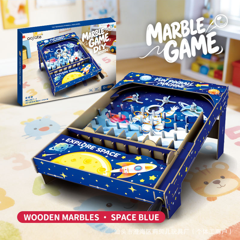 Juegos de marmol de madera DIY para niños transfronterizos Unicornio espacial ensamblado a mano Juguetes de mesa de puzzle temáticos 1