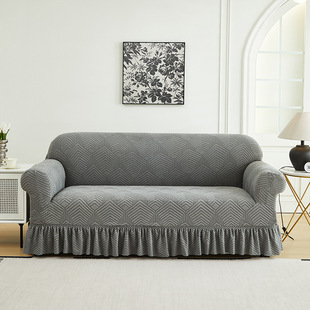 Cross-Border New Pure Color Skirt Sofa Cover, Living Room Sofa Cover, Anti-Slip and Anti-Cat Scratch Sofa Cover