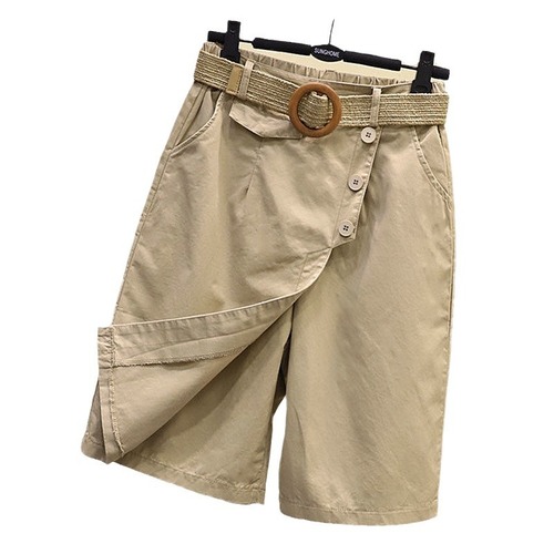 2024 Summer Elastic Waist Wide Leg Pants Skirt New Korean Style Fashion Casual Straight Leg Five-Finger Pants High-Waist Skirt Pants