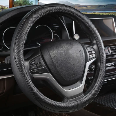 non-slip car supplies steering wheel – Steering wheel cover - o-type-nappa-leather-black-line-black-stripes-38cm