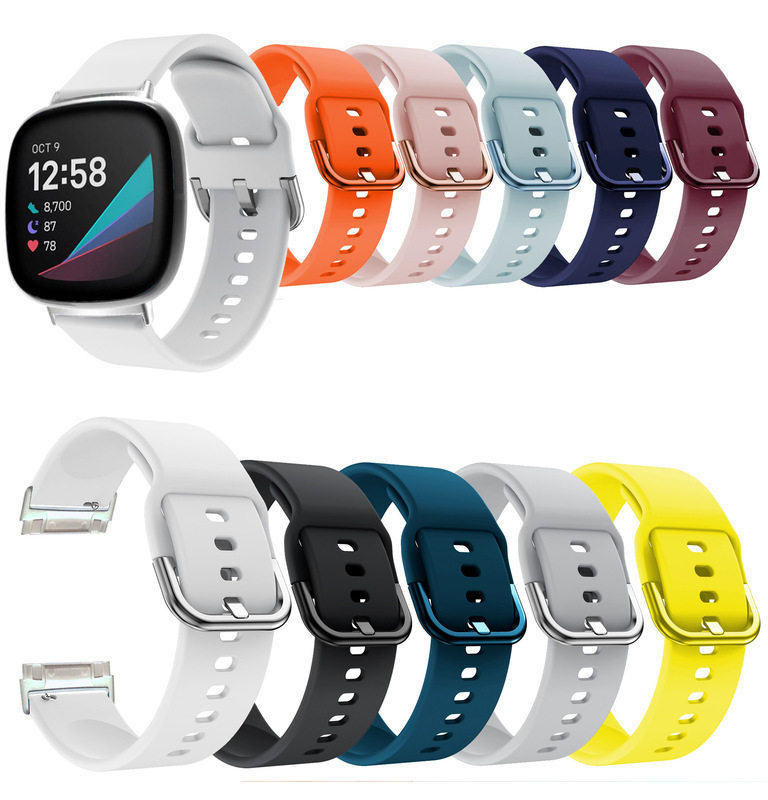 For Fitbit Versa3/Sense2 Silicone Strap Sense/Versa4 Solid Color Buckle Wristband free size For Fitbit Versa3/Sense2 Silicone Strap Sense/Versa4 Solid Color Buckle Wristband free size