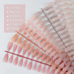 2024新款漸變腮紅穿戴甲甲片 手工底片分碼穿戴甲式指甲貼假指甲