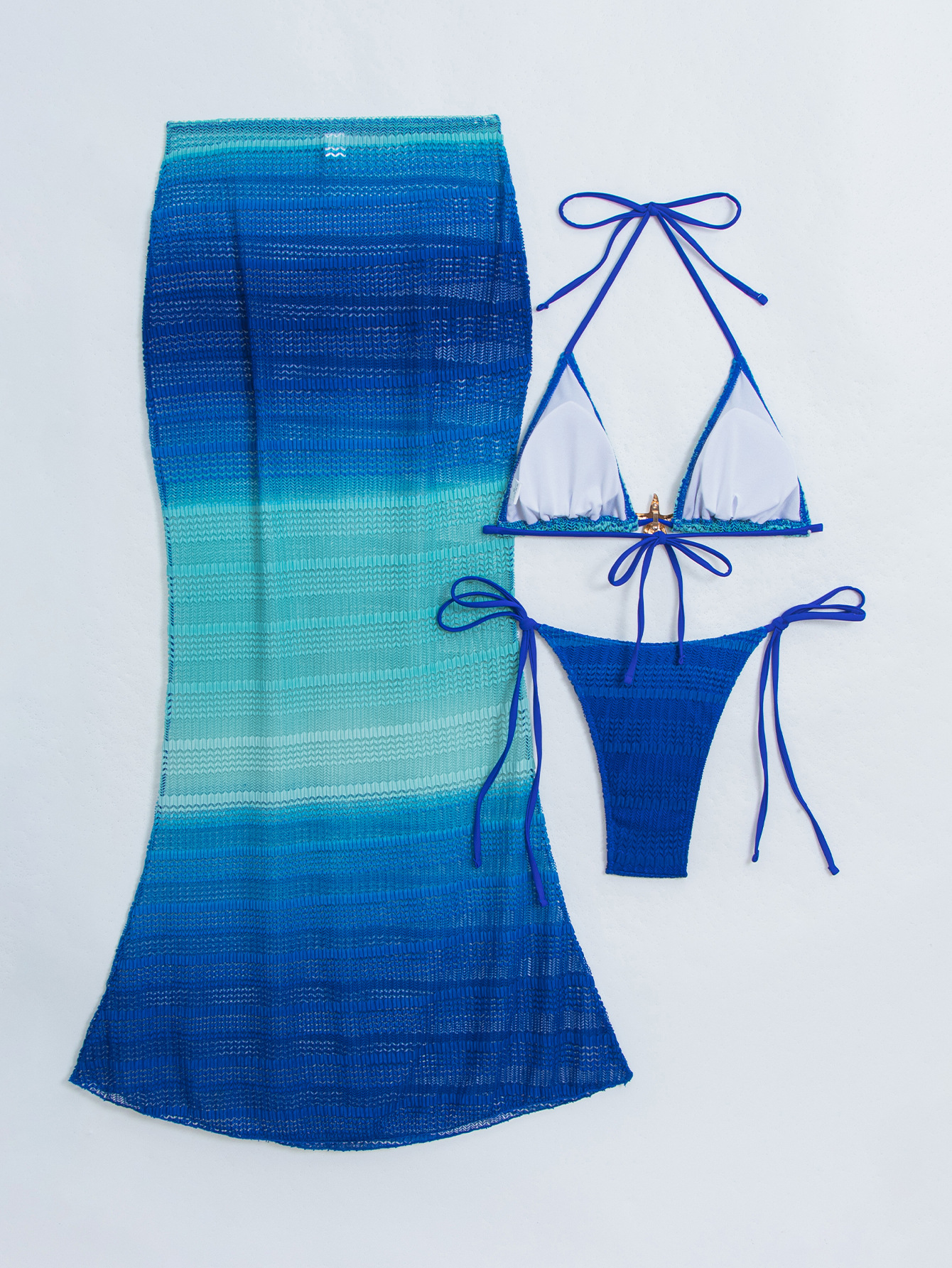 Sexy Two Piece Swimsuit Women's Gradient Hollow Out Swim Set_voghion.com
