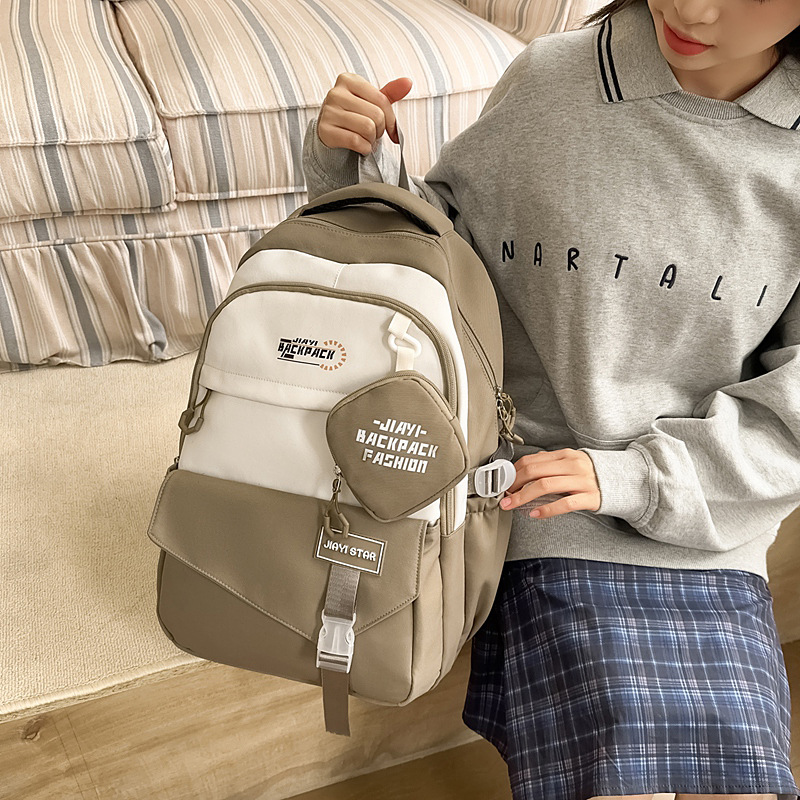 Bolsa de escuela universitaria de color universal, bolsa de viaje de escuela secundaria coreana, mochila de gran capacidad para estudiantes de escuela secundaria masculina.