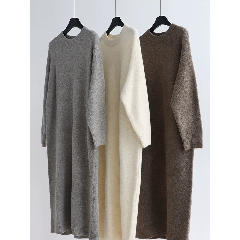 Клейкая рисовая бархатная трикотажная юбка с круглым вырезом и открытыми плечами, осенне-зимнее утолщенное платье, повседневная свободная длинная юбка большого размера выше колена, чистый цвет