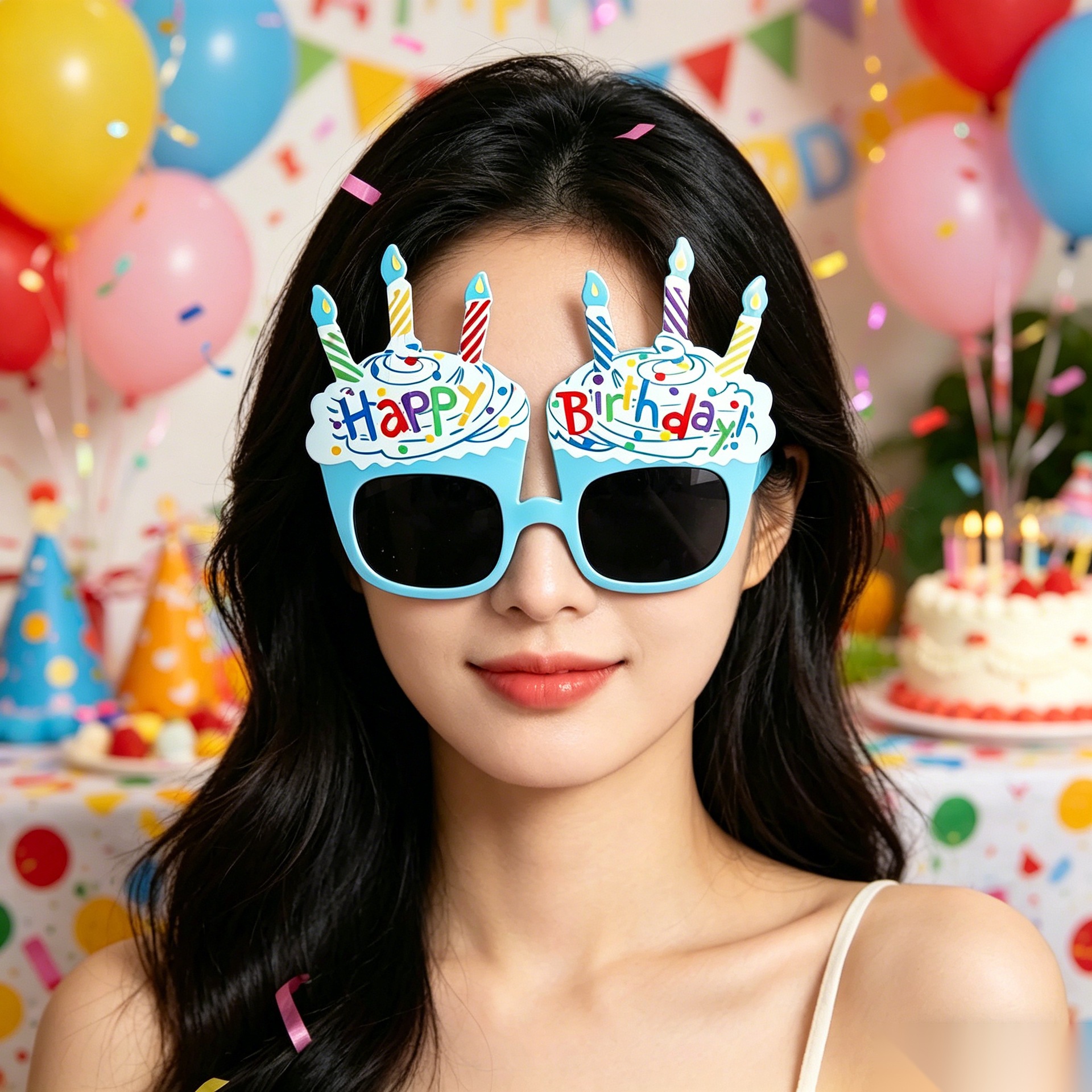 Cumpleaños temático fiesta gafas extrañas feliz cumpleaños pastel vela gafas de diseño de cumpleaños accesorios de fotos