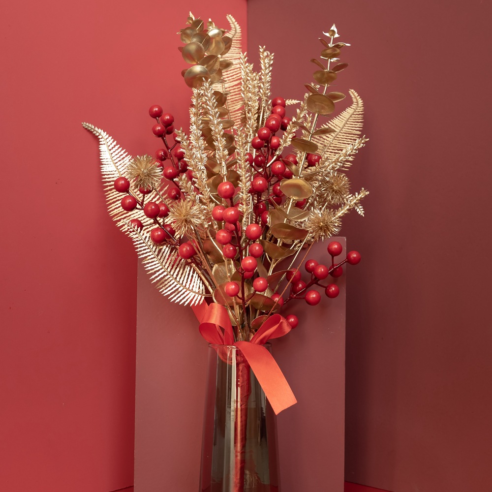 仿真花年宵花紅果新年花INS廠家家居裝飾跨境婚慶批發假花CF01084