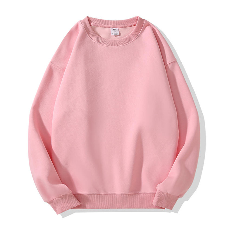 Hua algodón tejido liso de doble cara, hombros cómodos, cuello redondo, suéter de manga larga, camisa publicitaria, ropa de trabajo grupal, logotipo personalizado