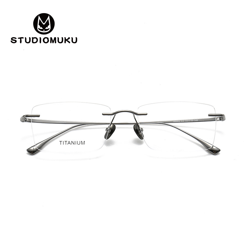 Gafas frescas de madera STUDIOMUKU montura de gafas sin bordes cuadrados sin montura simple con monturas de negocios para hombres y mujeres
