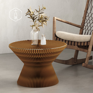 Eighteen Paper Small Coffee Table Creative Fashion Glass Side Table Folding Bay Window Table Living Room Light Luxury Sales Office Negotiation Table