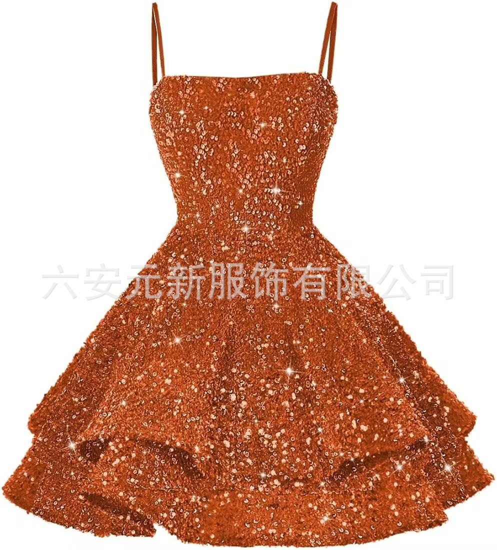 Comercio exterior de Europa y América Amazon nuevo cinturón de sequillas sexy cuello en V corto vestido de baile de fiesta