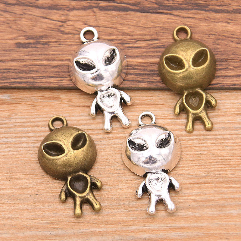 2 Color 15X 30mm DIY Alloy Jewelry Gadgets Personalized UFO Robot Pendant Technology Pendant Charm