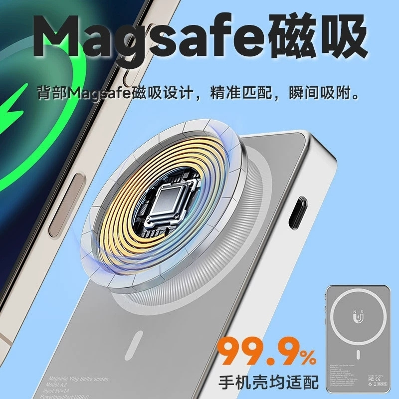 自撮りスクリーン ワイヤレス携帯電話自撮り磁気投影スクリーン インターネット有名人ライブブロードキャスト自撮りディスプレイ携帯電話背面分割スクリーン|undefined