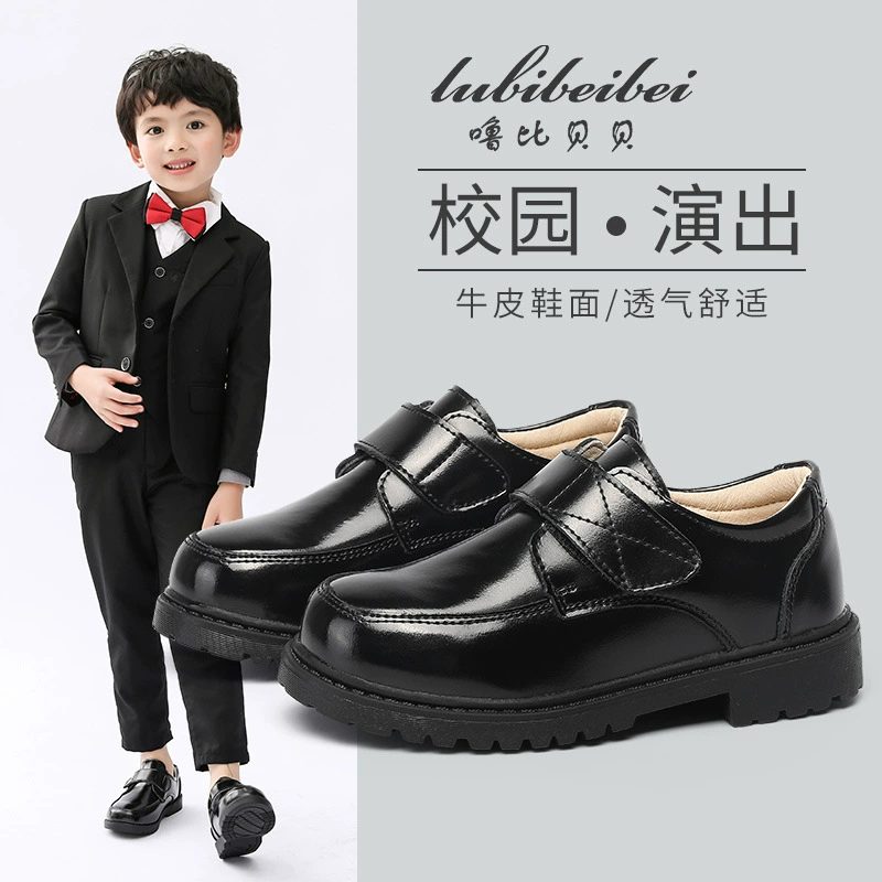 Обувь для мальчиков Кожаная обувь 2021 Новая весенне-Осенняя обувь для мальчиков, детская черная английская начальная школа, весенне-летняя детская обувь с мягкой подошвой