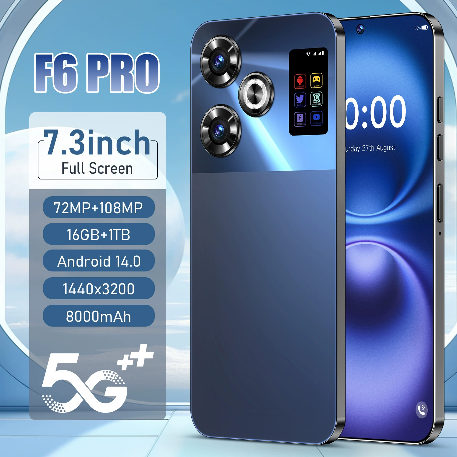 Мобильный телефон Pro, смарт‑часы, (внешняя торговля), широкий экран, Android