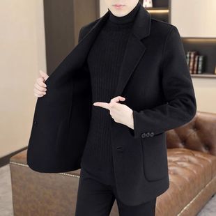Woolen Coat Men's Suit 2024 Autumn and Winter New Suit Short Woolen Coat Business Casual Fashion
