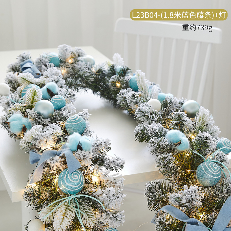 クリスマス装飾品創意暗号化植毛雪花藤条ホテルデパートのショーウインドーのドアの階段手すりの配置