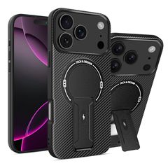 适用iPhone17Promax手机壳跨境炭纤维纹支架磁吸苹果16防摔15硬壳