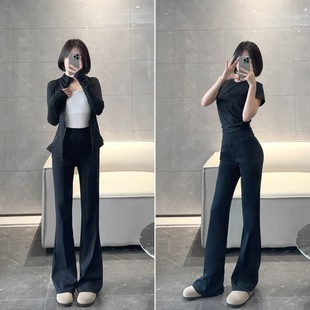 Lulu Explosions Groove30-inch Women's High Waist Flared Pants Pocket Naked Yoga Sports Casual Trousers