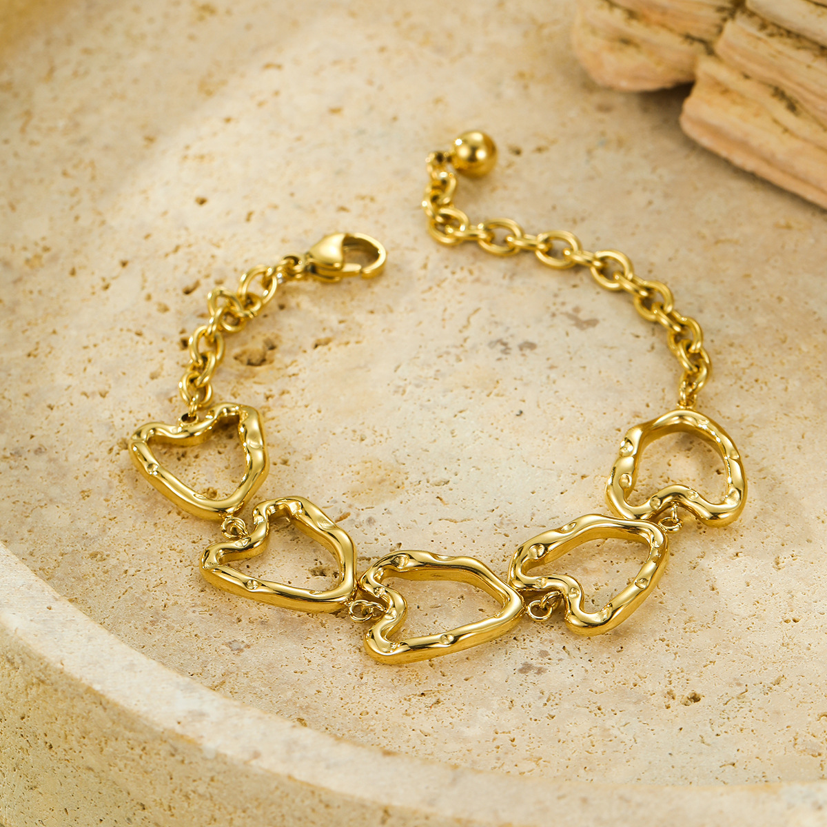 Bracelets Classification 304 Stainless Steel Chain Material PVD Coated Real Gold Plated 18K Gold Heart Shape 304 Stainless Steel IG Style Waterproof Non Tarnish 304 Stainless Steel Bracelets