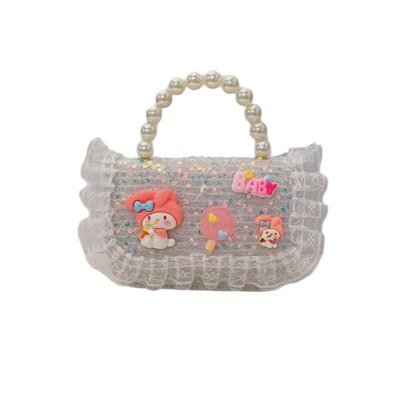 Bolso de perlas, bolso de dibujos animados, bolso de hombro, bolso para niños, bolso de cambio, bolso de cadena, bolso pequeño