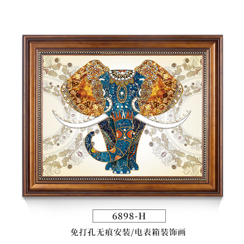 美式大象电表箱装饰画强电箱电闸开关盒挂画配电箱遮挡墙画免打孔|undefined