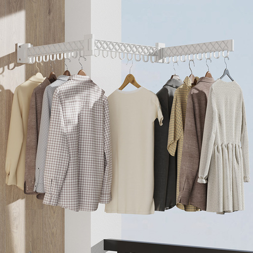 Balcony invisible wall-mounted clothes rack without drilling, home invisible hanging clothes bar for outdoor folding clothes