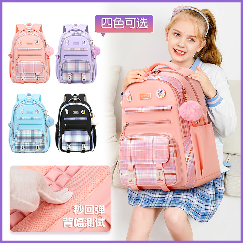 2024 Nueva Tela Escocesa niños estudiante de La Escuela Primaria Mochila De Grado 1-3-6 de tela Oxford mochila ligero chica