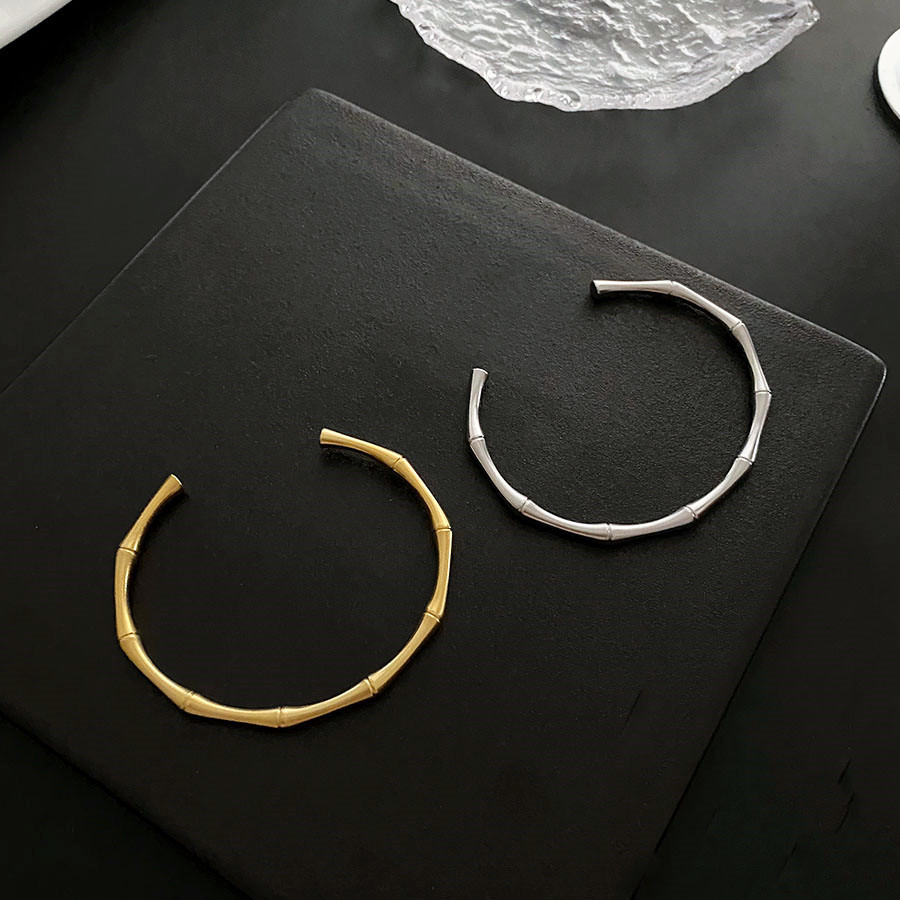 15g Weight 0.03µm Gold Plating Thickness Ins Style Solid Color Titanium Steel Copper Gold Plated Bangle In Bulk