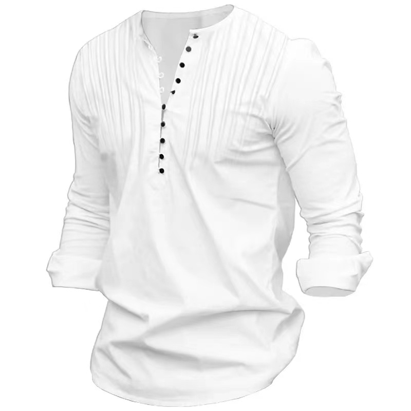 Nueva primavera en stock popular transfronteriza Amazon AliExpress hombres de negocios multi-botón casual Camisa de manga larga