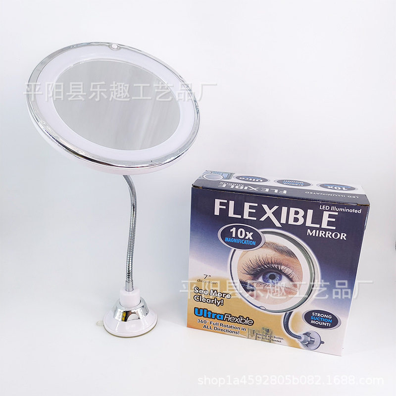 Transfronteriza 5X 10X veces de alta calidad LED Luz de relleno espejo de maquillaje espejo de belleza con luz espejo de baño con ventosa