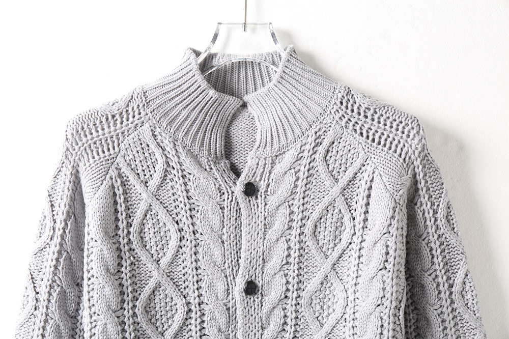 Vêtements pour hommes européens et américains nouveaux pulls pour hommes station indépendante cardigan explosif rechargement manches longues col montant câble jacquard décontracté_voghion.com