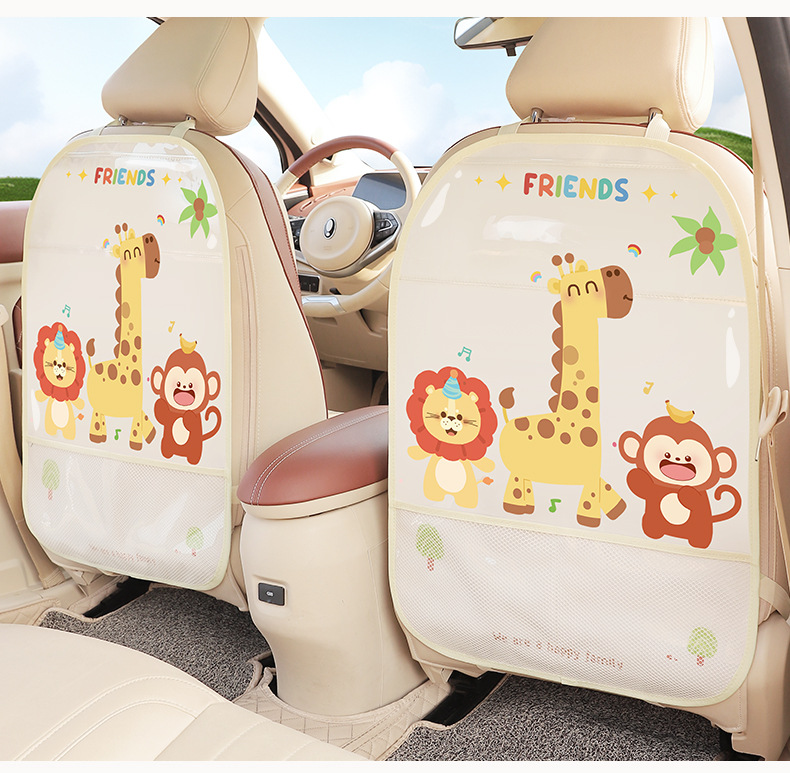 Car Seat Anti-Kick Pad, Seat Back Protection Pad, Cute Cartoon Kidsren's Rear Universal Storage Hanging Bag, Anti-Wear and Dirt-Resistant