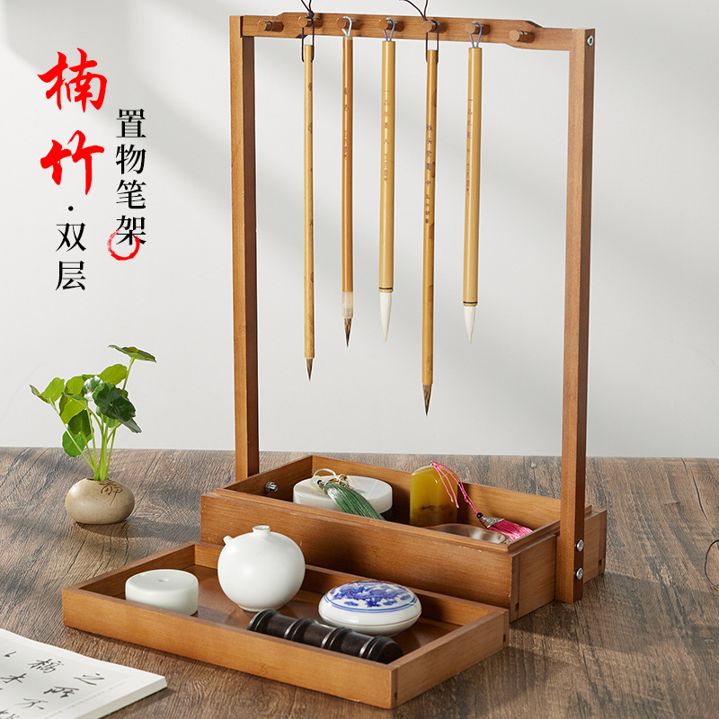 도매 천연 대나무 펜 홀더 네 보물 로그 쓰기 브러시 홀더 쓰기 브러시 홀더 대나무 사무실 문구
