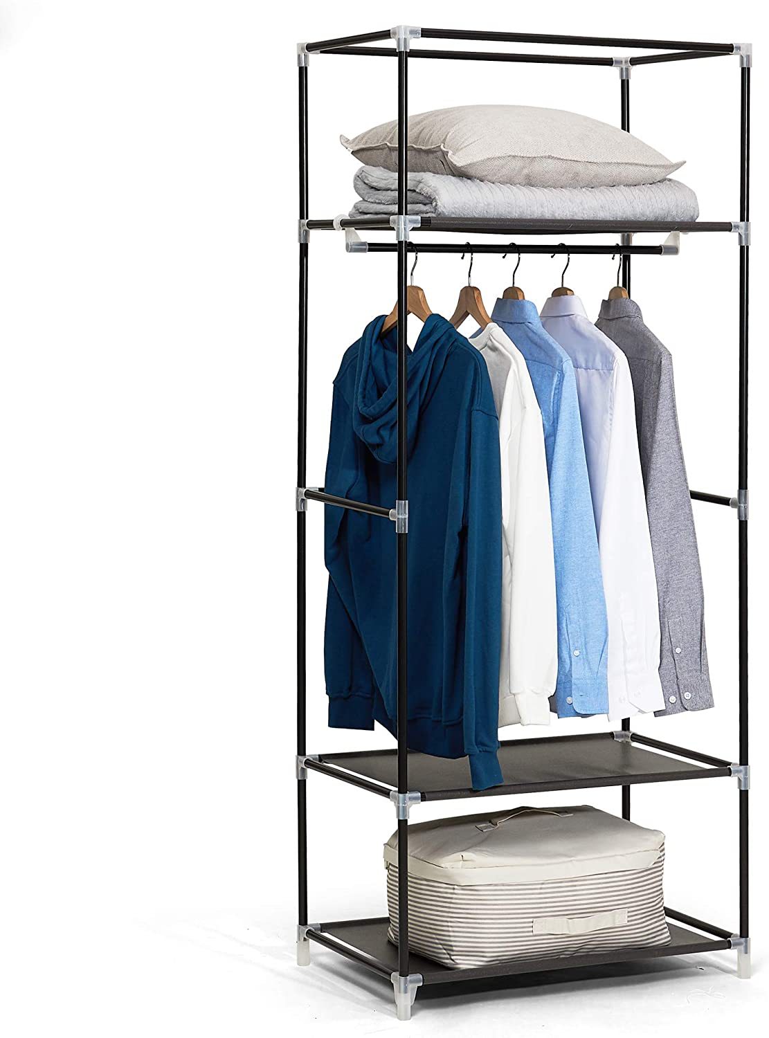 160cm简易衣柜无纺布折叠衣橱金属框架加固衣柜衣服收纳卧室衣柜