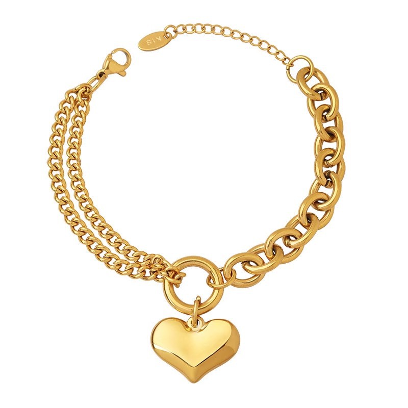 Personalised Heart Shaped Bracelet In Stainless Steel For Women_voghion.com